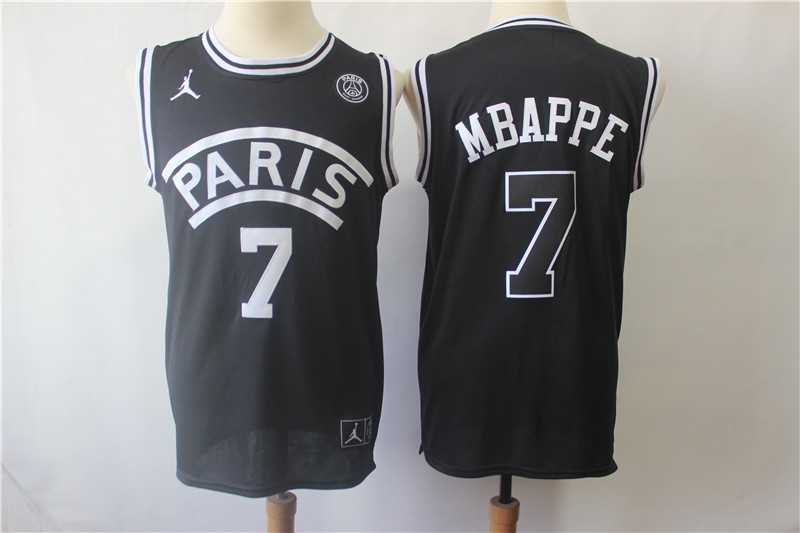 Paris Saint Germain 7 Mbappe Black Jordan Fashion Jersey,We sell and wholesale Paris Saint Germain 7 Mbappe Black Jordan Fashion Jersey on line form chian!